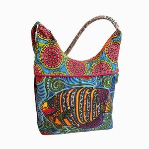 Stephanie Kiker Angel Fish Beaded Shoulder Tote Bag *LIKE NEW*